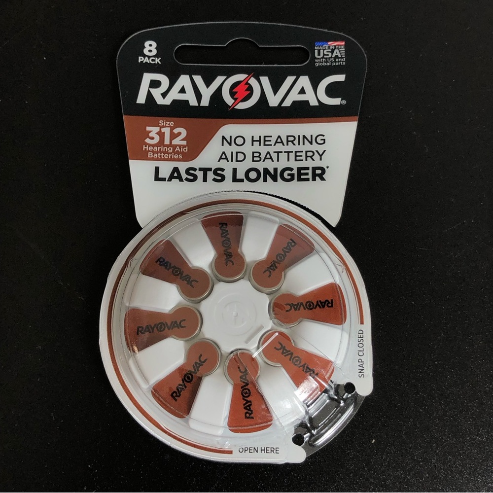 Rayovac Size 312 Hearing Aid Batteries 8pack